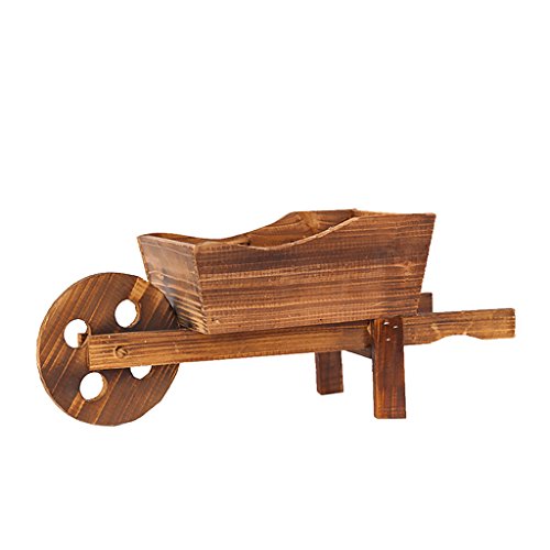 Sharplace 1pz Fioriera Legno A Carriola Manuale 45x16x20cm Decor Giardino Esterna - 4