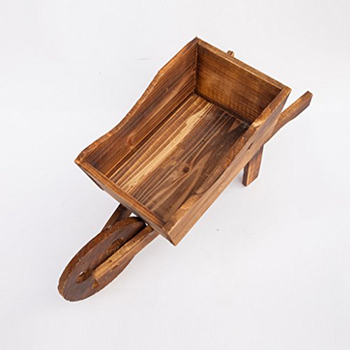 Sharplace 1pz Fioriera Legno A Carriola Manuale 45x16x20cm Decor Giardino Esterna - 5