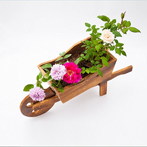 Sharplace 1pz Fioriera Legno A Carriola Manuale 45x16x20cm Decor Giardino Esterna - 6