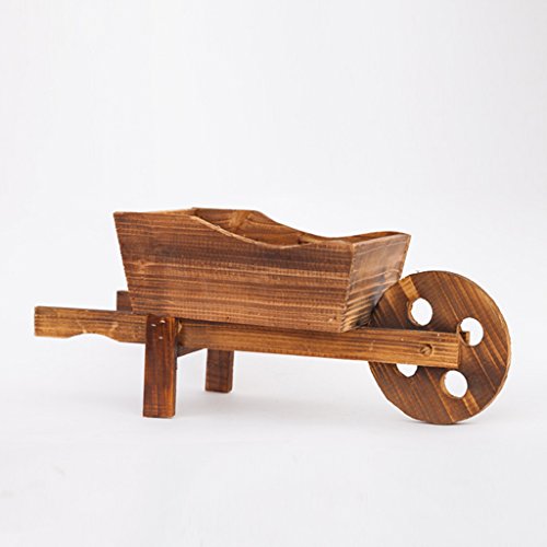 Sharplace 1pz Fioriera Legno A Carriola Manuale 45x16x20cm Decor Giardino Esterna - 7