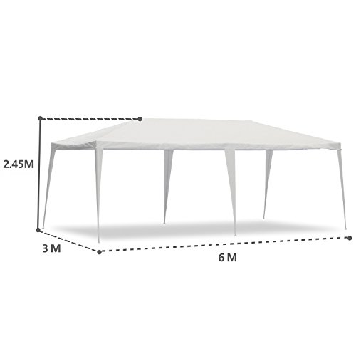 Sekey 3 x 6 m Gazebo Impermeabile con pareti Laterali/Gambe Regolabili, per Giardino/Festa/Matrimonio/Picnic, UV30 +,Bianca - 7