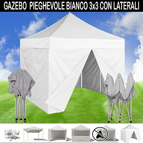 SNODEC Gazebo RAPIDO RICHIUDIBILE 3X3 M Pieghevole A Fisarmonica Mercato TENDONE con Laterali - 8