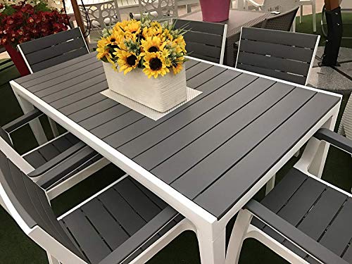 Set tavolo e 6 poltrone HARMONY in resina KETER con stampo finto legno - 5