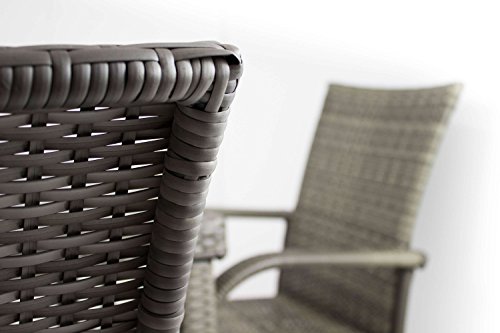 AVANTI TRENDSTORE - Arezzo small - Set da giardino in polirattan grigio, 4 sedie (dimensioni LAP 46x90x62 cm) e 1 tavolo con vetro nero (dimensioni LAP 90x74x90 cm) - 6
