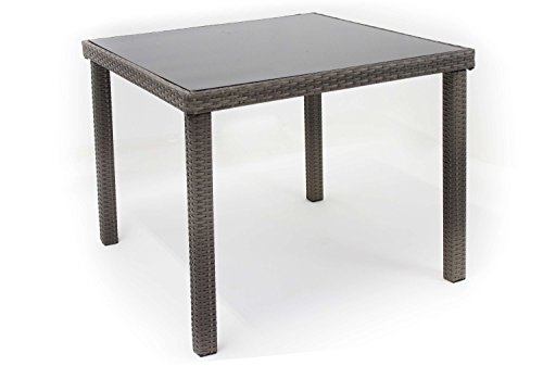 AVANTI TRENDSTORE - Arezzo small - Set da giardino in polirattan grigio, 4 sedie (dimensioni LAP 46x90x62 cm) e 1 tavolo con vetro nero (dimensioni LAP 90x74x90 cm) - 7