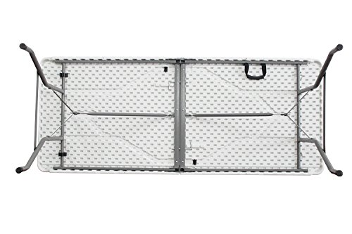 Todeco - Tavolo Portatile Pieghevole, Tavolo Trasportabile - Materiale: HDPE - Carico massimo: 100 kg - 180 x 76 cm, Bianco, Pieghevole a metà - 3