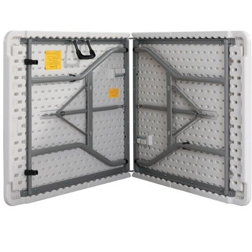 Todeco - Tavolo Portatile Pieghevole, Tavolo Trasportabile - Materiale: HDPE - Carico massimo: 100 kg - 180 x 76 cm, Bianco, Pieghevole a metà - 5