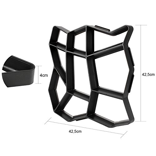D.I.Y. pavimentazione di pietra Cemento Forma casseforme forma stampo plastica forma di stencil per calcestruzzo, pietra naturale cerotto, Ciottoli, Pavimentazione in pietra, Ampie piastre e Pavimentazione per giardino 42,5 x 42,5 x 4 cm - 3