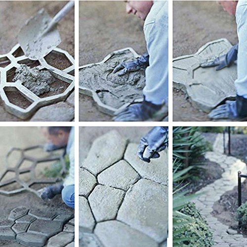 D.I.Y. pavimentazione di pietra Cemento Forma casseforme forma stampo plastica forma di stencil per calcestruzzo, pietra naturale cerotto, Ciottoli, Pavimentazione in pietra, Ampie piastre e Pavimentazione per giardino 42,5 x 42,5 x 4 cm - 5