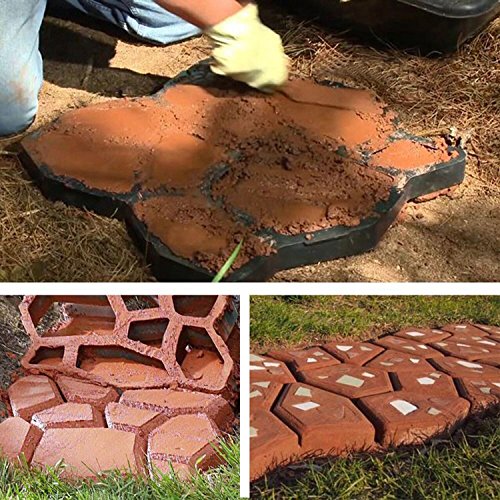 D.I.Y. pavimentazione di pietra Cemento Forma casseforme forma stampo plastica forma di stencil per calcestruzzo, pietra naturale cerotto, Ciottoli, Pavimentazione in pietra, Ampie piastre e Pavimentazione per giardino 42,5 x 42,5 x 4 cm - 6
