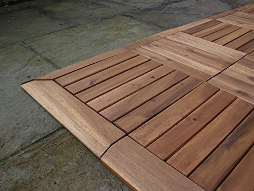 6x in legno massiccio di Acacia Tiles. a incastro in legno per giardino, Patio, terrazza, Hot Tub. piano quadrato, 30 cm, motivo: Piastrelle - 5