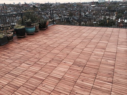 6x in legno massiccio di Acacia Tiles. a incastro in legno per giardino, Patio, terrazza, Hot Tub. piano quadrato, 30 cm, motivo: Piastrelle - 9