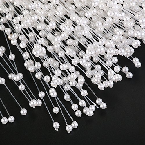 NUOLUX - Bastoncini decorativi con perline, per matrimonio, 100 pezzi (bianchi) - 3