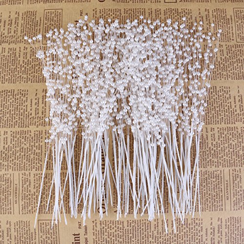 NUOLUX - Bastoncini decorativi con perline, per matrimonio, 100 pezzi (bianchi) - 4