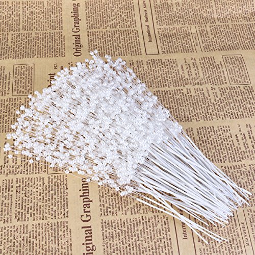 NUOLUX - Bastoncini decorativi con perline, per matrimonio, 100 pezzi (bianchi) - 6