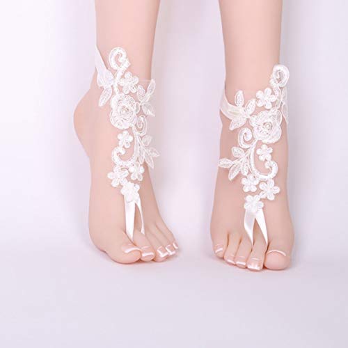 Scarpe da sposa sexy bianche di nozze dei gioielli del caviglia di nozze dei sandali a piedi nudi dei sandali a piedi nudi sexy - 3