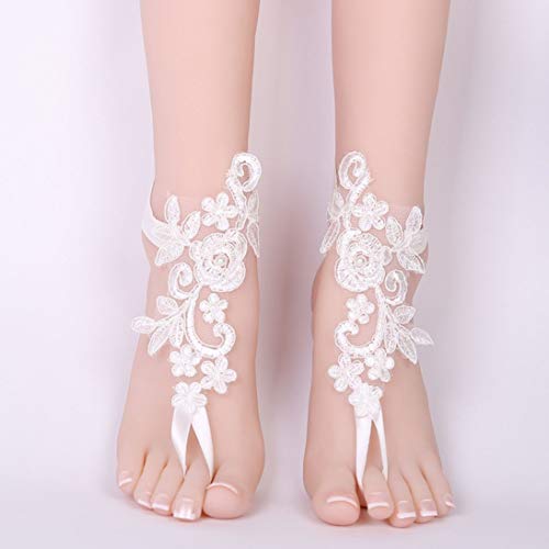 Scarpe da sposa sexy bianche di nozze dei gioielli del caviglia di nozze dei sandali a piedi nudi dei sandali a piedi nudi sexy - 5