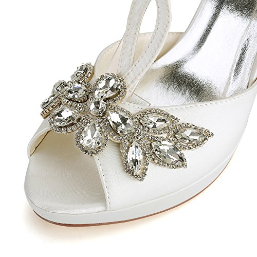 Emily Bridal Scarpe da Sposa Scarpe da Sposa Avorio Peep Toe Strass Criss Cross Scarpe da Sposa Sandali con Tacco Alto (EU37, Avorio) - 6