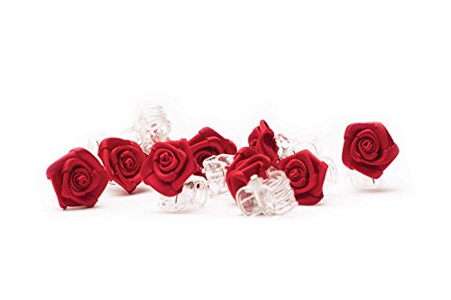 10 Clip di capelli della Rosa - gioielli - Fermaglio per capelli con rosa - Bianco - 5
