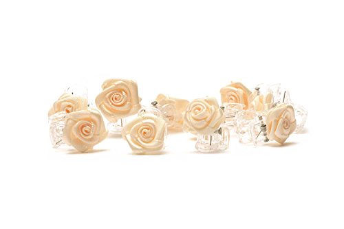 10 Clip di capelli della Rosa - gioielli - Fermaglio per capelli con rosa - Bianco - 6