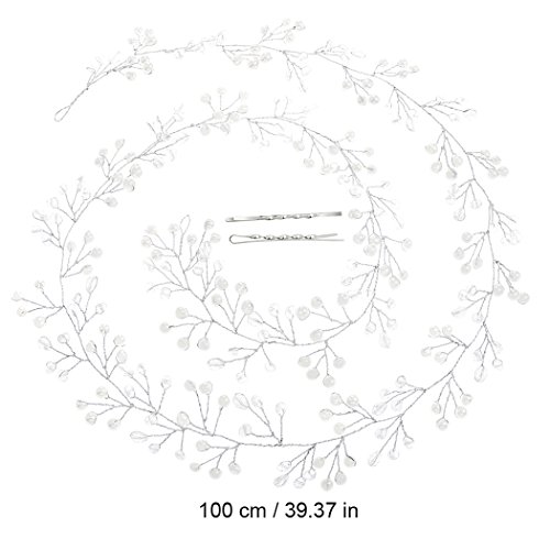 Catena testa Aukmla per sposa - Accessori matrimonio con strass di cristallo per donne e ragazze (colore argento) - 4
