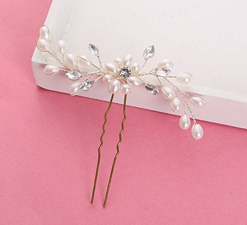Forcina per capelli XL, tiara, perle di strass per capelli, per matrimonio, comunione, battesimo, - 4