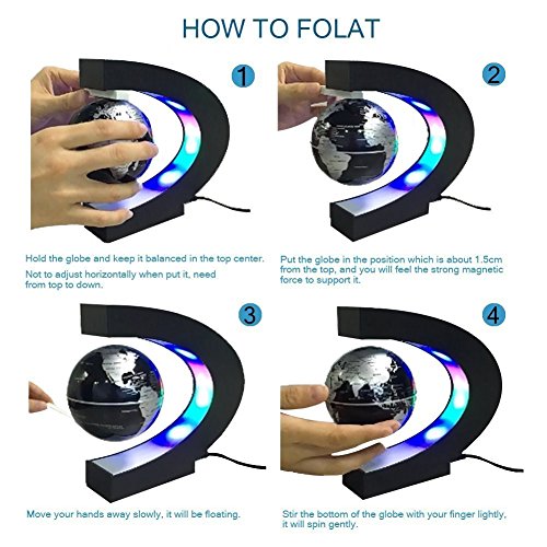 C levitazione magnetica LED Rotating Globe World Map sfera galleggiante Globe Decorazione Della Casa Regali Compleanno Imparare l'istruzione Insegnamento Ufficio - 3