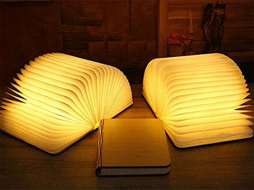 Lampada da tavolo a libro pieghevole in legno, batterie ricaricabili al litio ricaricabili da 2500 mAh USB ricaricabile da tavolo Lampada da tavolo per arredo, nuovo regalo di compleanno per donna - 5