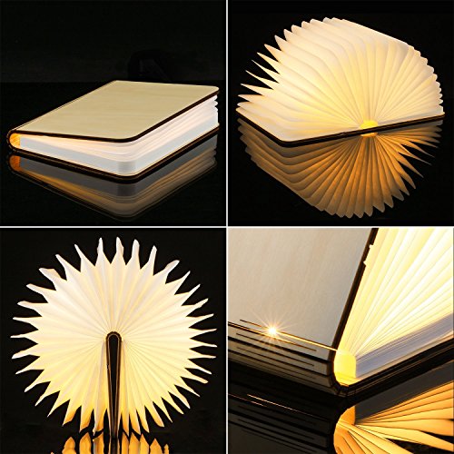 Lampada da tavolo a libro pieghevole in legno, batterie ricaricabili al litio ricaricabili da 2500 mAh USB ricaricabile da tavolo Lampada da tavolo per arredo, nuovo regalo di compleanno per donna - 6