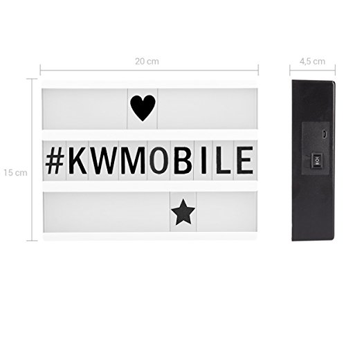 kwmobile cinema light box formato A5 - insegna luminosa con 126 lettere simboli numeri in nero - luci LED decorative - lampada cinematic lightbox - 3