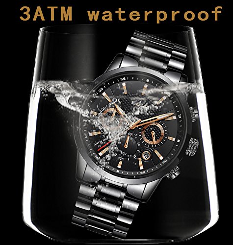 LIGE Orologi Da Uomo Impermeabile Sport Acciaio Inossidabile Analogico Al Quarzo Orologio Nero moda Rotondo Classico Cronografo - 2