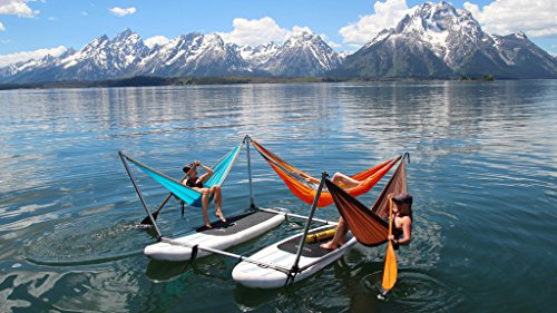 NatureFun Amaca da Campeggio da Viaggio Ultraleggera | Capacità di Carico 300kg,(275 x140 cm) Traspirante, Nylon da Paracadute ad Asciugatura Rapida | 2 x Moschettoni Premium,2 x Corde in Nylon Incluse |Per Esterno Interno Giardino - 6