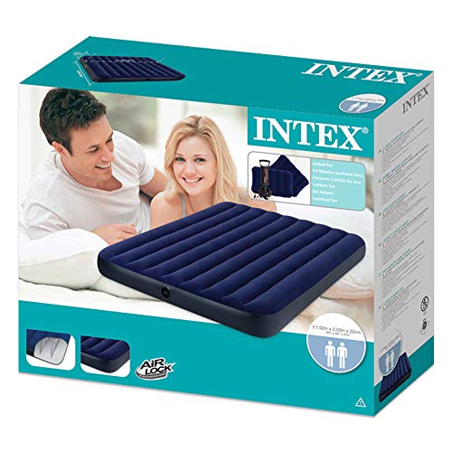 Intex 68765E Materasso Matrimoniale con Pompa Manuale, 152 x 203 x 22 cm, Blu - 4
