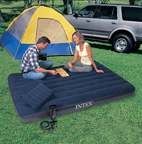 Intex 68765E Materasso Matrimoniale con Pompa Manuale, 152 x 203 x 22 cm, Blu - 8
