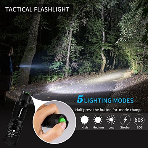 morpilot Coltello da Caccia e Torcia LED Militare Set Coltello Militare 4 Funzioni Acciaio Inossidabile Torcia Tattica Militare 5 modalità 500LM Impermeabile IPX4 Portatile per Campeggio - 4