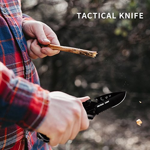 morpilot Coltello da Caccia e Torcia LED Militare Set Coltello Militare 4 Funzioni Acciaio Inossidabile Torcia Tattica Militare 5 modalità 500LM Impermeabile IPX4 Portatile per Campeggio - 7