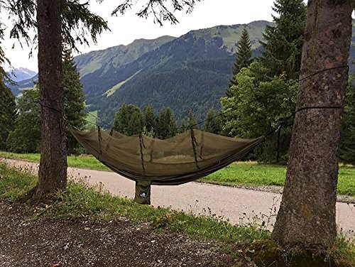 NATUREFUN Amaca da Campeggio da Viaggio| capacità di Carico 300kg,(275 x 140 cm) Traspirante Nylon da Paracadute| 2 x Moschettoni Premium,4 x Corde in Nylon Incluse |per Esterno Interno Giardino - 7