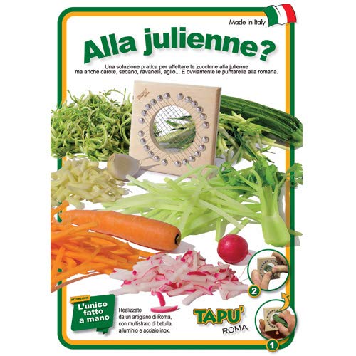 TAPU' IL TAGLIA PUNTARELLE Artigianale Made in Italy Slicer Tagliapuntarelle Tagliaverdure Multiuso Utensile Manuale Cucina Mandolina Affettaverdure Taglio Julienne Betulla Alluminio Acciaio Inox - 4