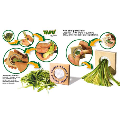 TAPU' IL TAGLIA PUNTARELLE Artigianale Made in Italy Slicer Tagliapuntarelle Tagliaverdure Multiuso Utensile Manuale Cucina Mandolina Affettaverdure Taglio Julienne Betulla Alluminio Acciaio Inox - 6