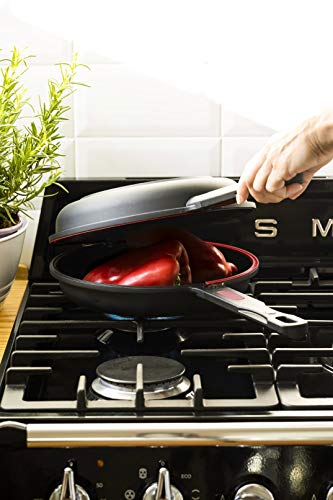 BRA dupla tagliaverdure Taglia puntarelle padella doppio per Omelette 24 cm Alluminio Ghisa con antiaderente, adatta per qualsiasi Tipo di CUCINE inclusa Induzione - 4