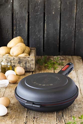 BRA dupla tagliaverdure Taglia puntarelle padella doppio per Omelette 24 cm Alluminio Ghisa con antiaderente, adatta per qualsiasi Tipo di CUCINE inclusa Induzione - 6