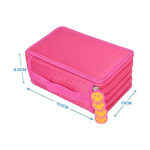 Newcomdigi Astuccio per 72 Matite Portapenne Astuccio Scuola Elementari Super Grande 4 Strati Porta Matite Sacchetto Borsa Trucco (Senza Matita) - Rosa - 2