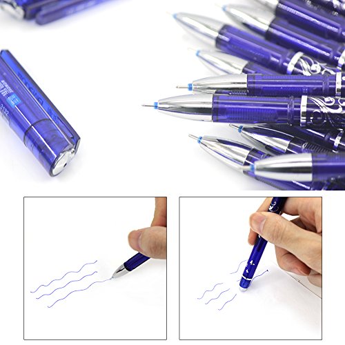 Laconile penne cancellabili con punta a pennino da 0,5 mm, 12 pezzi penne con blu confezione da 20 ricariche per penne in gel, scrittura scorrevole, cancelleria per la scuola - 2