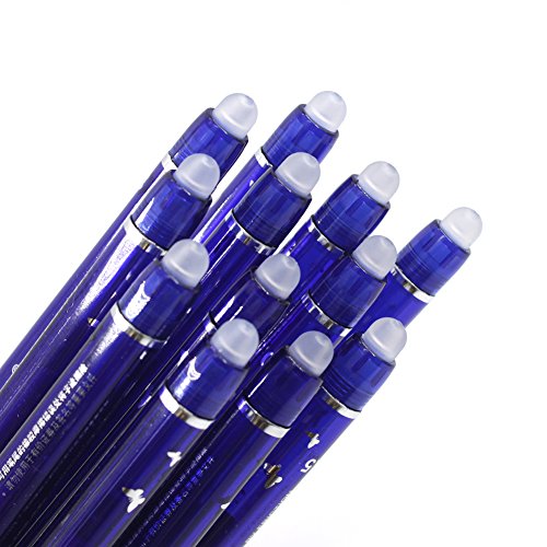 Laconile penne cancellabili con punta a pennino da 0,5 mm, 12 pezzi penne con blu confezione da 20 ricariche per penne in gel, scrittura scorrevole, cancelleria per la scuola - 4