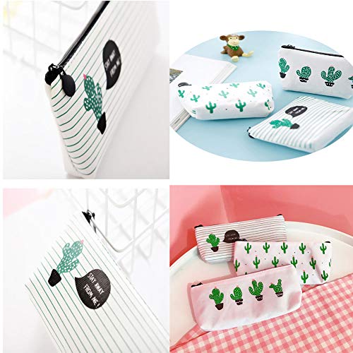 WeiMay Set di 3 astucci porta penne/cosmetici, motivo cactus - 3