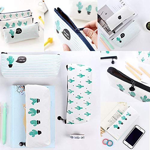 WeiMay Set di 3 astucci porta penne/cosmetici, motivo cactus - 6