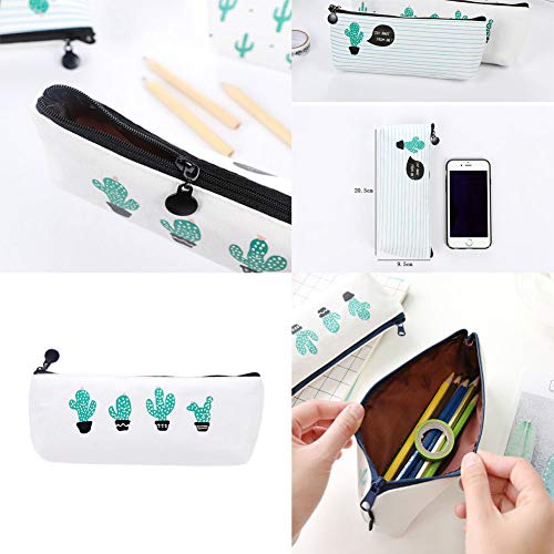WeiMay Set di 3 astucci porta penne/cosmetici, motivo cactus - 7