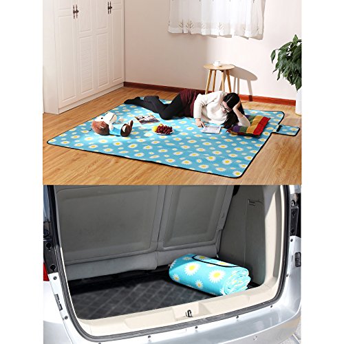 SONGMICS 200 x 200 cm Coperta da PIC-nic Tappeto per Campeggio Giardino Impermeabile Pieghevole Portatile con Manico GCM74J - 3
