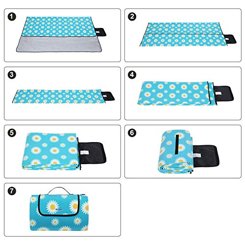 SONGMICS 200 x 200 cm Coperta da PIC-nic Tappeto per Campeggio Giardino Impermeabile Pieghevole Portatile con Manico GCM74J - 6