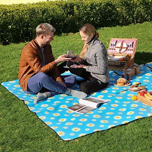 SONGMICS 200 x 200 cm Coperta da PIC-nic Tappeto per Campeggio Giardino Impermeabile Pieghevole Portatile con Manico GCM74J - 8
